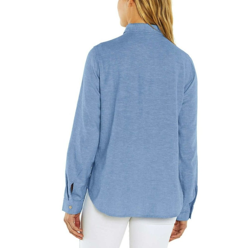 NWT Orvis Women's Soft Lightweight Linen Blend Long Sleeve Top Button Up Shirt - Picture 4 of 8